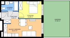 2 pokoje, mieszkanie 40,02 m², piętro 1, oferta nr L 1_M03, Clou Lindego, Kraków, Bronowice, ul. Samuela Bogumiła Lindego 5