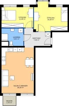 3 pokoje, mieszkanie 70,83 m², piętro 1, oferta nr L 1_M17, Clou Lindego, Kraków, Bronowice, ul. Samuela Bogumiła Lindego 5