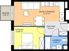 2 pokoje, mieszkanie 38,07 m², piętro 1, oferta nr L 1_M06, Clou Lindego, Kraków, Bronowice, ul. Samuela Bogumiła Lindego 5