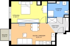 2 pokoje, mieszkanie 52,07 m², piętro 2, oferta nr L 2_M02, Clou Lindego, Kraków, Bronowice, ul. Samuela Bogumiła Lindego 5