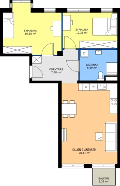 3 pokoje, mieszkanie 71,47 m², piętro 2, oferta nr L 2_M14, Clou Lindego, Kraków, Bronowice, ul. Samuela Bogumiła Lindego 5