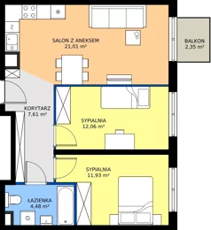 3 pokoje, mieszkanie 57,09 m², piętro 3, oferta nr L 3_M18, Clou Lindego, Kraków, Bronowice, ul. Samuela Bogumiła Lindego 5