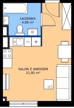1 pokój, mieszkanie 26,73 m², piętro 2, oferta nr L 2_M16, Clou Lindego, Kraków, Bronowice, ul. Samuela Bogumiła Lindego 5