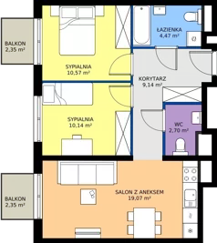 3 pokoje, mieszkanie 56,09 m², piętro 3, oferta nr L 3_M05, Clou Lindego, Kraków, Bronowice, ul. Samuela Bogumiła Lindego 5