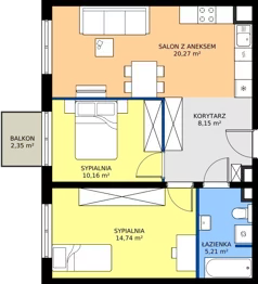 3 pokoje, mieszkanie 58,53 m², piętro 2, oferta nr L 2_M18, Clou Lindego, Kraków, Bronowice, ul. Samuela Bogumiła Lindego 5