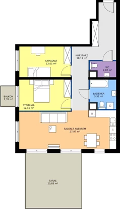 3 pokoje, mieszkanie 78,67 m², piętro 3, oferta nr L 3_M06, Clou Lindego, Kraków, Bronowice, ul. Samuela Bogumiła Lindego 5