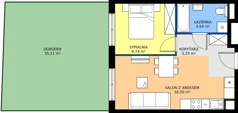2 pokoje, mieszkanie 40,02 m², piętro 1, oferta nr L 1_M03, Clou Lindego, Kraków, Bronowice, ul. Samuela Bogumiła Lindego 5
