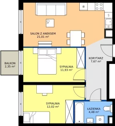 3 pokoje, mieszkanie 57,11 m², piętro 2, oferta nr L 2_M07, Clou Lindego, Kraków, Bronowice, ul. Samuela Bogumiła Lindego 5
