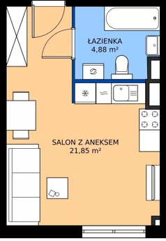 1 pokój, mieszkanie 26,73 m², piętro 2, oferta nr L 2_M13, Clou Lindego, Kraków, Bronowice, ul. Samuela Bogumiła Lindego 5