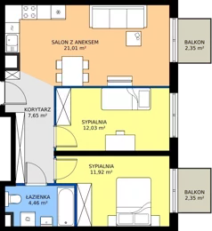 3 pokoje, mieszkanie 57,07 m², piętro 1, oferta nr L 1_M26, Clou Lindego, Kraków, Bronowice, ul. Samuela Bogumiła Lindego 5