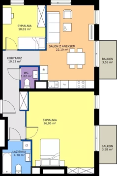 4 pokoje, mieszkanie 76,20 m², piętro 1, oferta nr M2015, Osiedle Ozon - Etap VIII, Kraków, Prądnik Biały, Górka Narodowa, ul. Stefana Banacha/ul. Fryderyka Schillinga