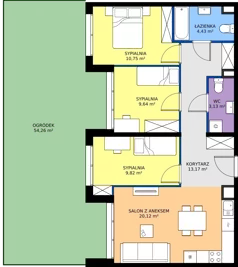 4 pokoje, mieszkanie 71,06 m², parter, oferta nr M2005, Osiedle Ozon - Etap VIII, Kraków, Prądnik Biały, Górka Narodowa, ul. Stefana Banacha/ul. Fryderyka Schillinga