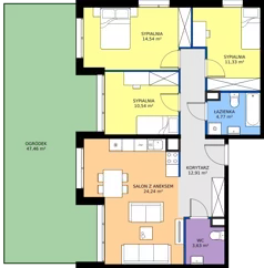 4 pokoje, mieszkanie 81,96 m², parter, oferta nr M2006, Osiedle Ozon - Etap VIII, Kraków, Prądnik Biały, Górka Narodowa, ul. Stefana Banacha/ul. Fryderyka Schillinga