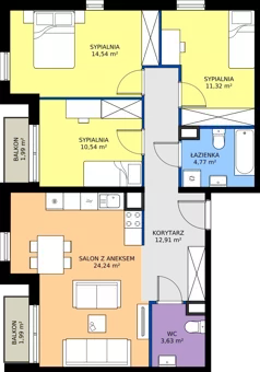 4 pokoje, mieszkanie 81,95 m², piętro 1, oferta nr M2014, Osiedle Ozon - Etap VIII, Kraków, Prądnik Biały, Górka Narodowa, ul. Stefana Banacha/ul. Fryderyka Schillinga