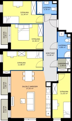 5 pokoi, mieszkanie 99,99 m², piętro 2, oferta nr M2019, Osiedle Ozon - Etap VIII, Kraków, Prądnik Biały, Górka Narodowa, ul. Stefana Banacha/ul. Fryderyka Schillinga