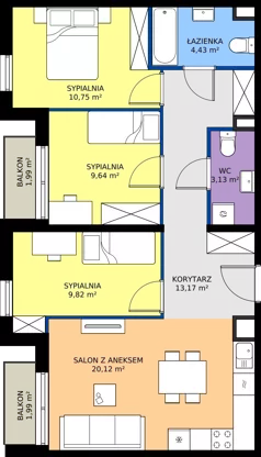 4 pokoje, mieszkanie 71,06 m², piętro 1, oferta nr M2012, Osiedle Ozon - Etap VIII, Kraków, Prądnik Biały, Górka Narodowa, ul. Stefana Banacha/ul. Fryderyka Schillinga