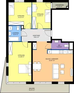 4 pokoje, mieszkanie 98,81 m², piętro 1, oferta nr M4004, Osiedle Ozon - Etap VIII, Kraków, Prądnik Biały, Górka Narodowa, ul. Stefana Banacha/ul. Fryderyka Schillinga