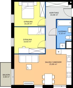 3 pokoje, mieszkanie 62,09 m², piętro 2, oferta nr M4037, Osiedle Ozon - Etap VIII, Kraków, Prądnik Biały, Górka Narodowa, ul. Stefana Banacha/ul. Fryderyka Schillinga