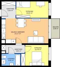 3 pokoje, mieszkanie 57,84 m², parter, oferta nr M4015, Osiedle Ozon - Etap VIII, Kraków, Prądnik Biały, Górka Narodowa, ul. Stefana Banacha/ul. Fryderyka Schillinga