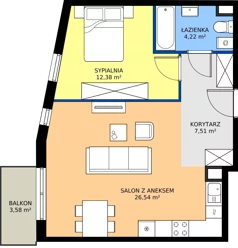 2 pokoje, mieszkanie 50,65 m², piętro 2, oferta nr M4039, Osiedle Ozon - Etap VIII, Kraków, Prądnik Biały, Górka Narodowa, ul. Stefana Banacha/ul. Fryderyka Schillinga