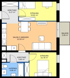 3 pokoje, mieszkanie 57,85 m², piętro 1, oferta nr M4024, Osiedle Ozon - Etap VIII, Kraków, Prądnik Biały, Górka Narodowa, ul. Stefana Banacha/ul. Fryderyka Schillinga