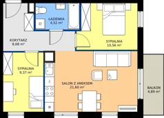 3 pokoje, mieszkanie 54,73 m², piętro 1, oferta nr M4027, Osiedle Ozon - Etap VIII, Kraków, Prądnik Biały, Górka Narodowa, ul. Stefana Banacha/ul. Fryderyka Schillinga