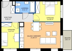 3 pokoje, mieszkanie 54,76 m², parter, oferta nr M4018, Osiedle Ozon - Etap VIII, Kraków, Prądnik Biały, Górka Narodowa, ul. Stefana Banacha/ul. Fryderyka Schillinga