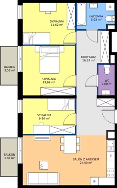 4 pokoje, mieszkanie 83,37 m², piętro 1, oferta nr M4029, Osiedle Ozon - Etap VIII, Kraków, Prądnik Biały, Górka Narodowa, ul. Stefana Banacha/ul. Fryderyka Schillinga