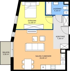 2 pokoje, mieszkanie 50,43 m², piętro 1, oferta nr M4030, Osiedle Ozon - Etap VIII, Kraków, Prądnik Biały, Górka Narodowa, ul. Stefana Banacha/ul. Fryderyka Schillinga