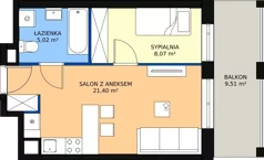 2 pokoje, mieszkanie 34,53 m², piętro 2, oferta nr B7, Dom Hygge Twin, Warszawa, Mokotów, Sielce, ul. Bobrowiecka 4B