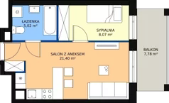 2 pokoje, mieszkanie 34,46 m², piętro 3, oferta nr B11, Dom Hygge Twin, Warszawa, Mokotów, Sielce, ul. Bobrowiecka 4B