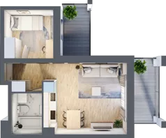 2 pokoje, mieszkanie 35,25 m², piętro 3, oferta nr C8, Dom Hygge Twin, Warszawa, Mokotów, Sielce, ul. Bobrowiecka 4B