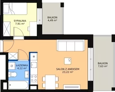 2 pokoje, mieszkanie 35,21 m², piętro 4, oferta nr C11, Dom Hygge Twin, Warszawa, Mokotów, Sielce, ul. Bobrowiecka 4B
