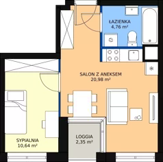 2 pokoje, mieszkanie 36,16 m², piętro 1, oferta nr A5, Dom Hygge Twin, Warszawa, Mokotów, Sielce, ul. Bobrowiecka 4B