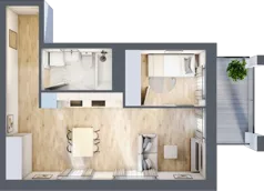 2 pokoje, mieszkanie 39,64 m², piętro 1, oferta nr A4, Dom Hygge Twin, Warszawa, Mokotów, Sielce, ul. Bobrowiecka 4B