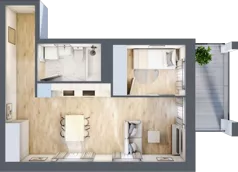 2 pokoje, mieszkanie 39,64 m², piętro 2, oferta nr A10, Dom Hygge Twin, Warszawa, Mokotów, Sielce, ul. Bobrowiecka 4B