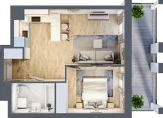 2 pokoje, mieszkanie 39,88 m², piętro 2, oferta nr B6, Dom Hygge Twin, Warszawa, Mokotów, Sielce, ul. Bobrowiecka 4B