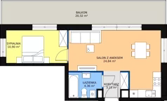 2 pokoje, mieszkanie 43,26 m², piętro 3, oferta nr A18, Dom Hygge Twin, Warszawa, Mokotów, Sielce, ul. Bobrowiecka 4B