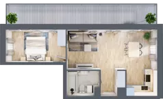 2 pokoje, mieszkanie 43,25 m², piętro 3, oferta nr A18, Dom Hygge Twin, Warszawa, Mokotów, Sielce, ul. Bobrowiecka 4B