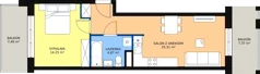 2 pokoje, mieszkanie 44,17 m², piętro 1, oferta nr C3, Dom Hygge Twin, Warszawa, Mokotów, Sielce, ul. Bobrowiecka 4B