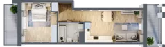2 pokoje, mieszkanie 44,43 m², piętro 1, oferta nr C3, Dom Hygge Twin, Warszawa, Mokotów, Sielce, ul. Bobrowiecka 4B