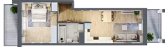 2 pokoje, mieszkanie 44,43 m², piętro 2, oferta nr C6, Dom Hygge Twin, Warszawa, Mokotów, Sielce, ul. Bobrowiecka 4B
