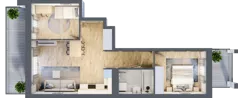 3 pokoje, mieszkanie 52,25 m², piętro 2, oferta nr B8, Dom Hygge Twin, Warszawa, Mokotów, Sielce, ul. Bobrowiecka 4B