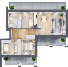 4 pokoje, apartament 67,90 m², piętro 1, oferta nr C1, Dom Hygge Twin, Warszawa, Mokotów, Sielce, ul. Bobrowiecka 4B