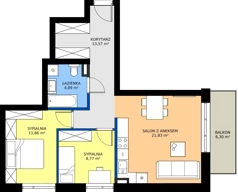3 pokoje, mieszkanie 60,92 m², piętro 1, oferta nr G.M.1.05, Sereno Park, Łódź, Widzew, Stoki, ul. Listopadowa 91-95