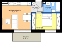 2 pokoje, mieszkanie 39,27 m², piętro 1, oferta nr G.M.1.04, Sereno Park, Łódź, Widzew, Stoki, ul. Listopadowa 91-95