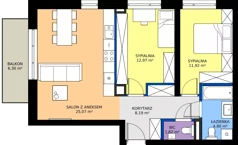 3 pokoje, mieszkanie 64,57 m², piętro 1, oferta nr J.M.1.03, Sereno Park, Łódź, Widzew, Stoki, ul. Listopadowa 91-95