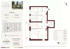 4 pokoje, mieszkanie 68,01 m², piętro 1, oferta nr H.M.1.01, Sereno Park, Łódź, Widzew, Stoki, ul. Listopadowa 91-95