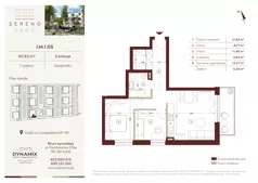 3 pokoje, mieszkanie 60,92 m², piętro 1, oferta nr I.M.1.05, Sereno Park, Łódź, Widzew, Stoki, ul. Listopadowa 91-95
