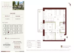 2 pokoje, mieszkanie 50,19 m², piętro 2, oferta nr I.M.2.02, Sereno Park, Łódź, Widzew, Stoki, ul. Listopadowa 91-95